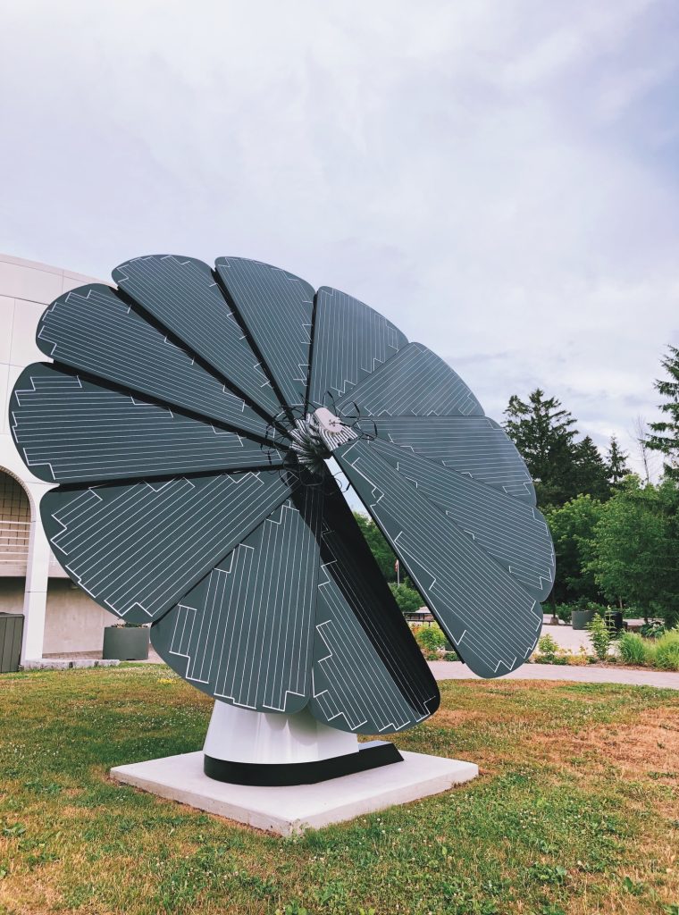 Solar panels in a shape of a flower